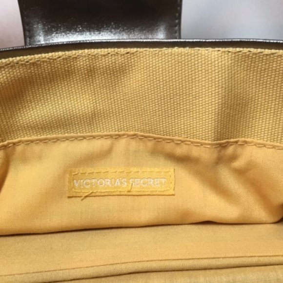 Victoria's Secret Yellow Cotton Canvas w/Silver Trim Satchel Handbag 12"x5" - Picture 9 of 11